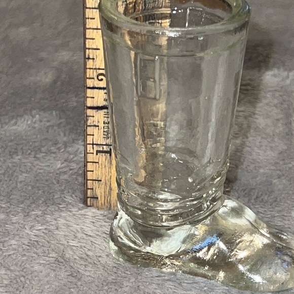 Vintage Western Riding Boot Clear Shot Glass Heavy Solid Toe - Picture 2 of 4